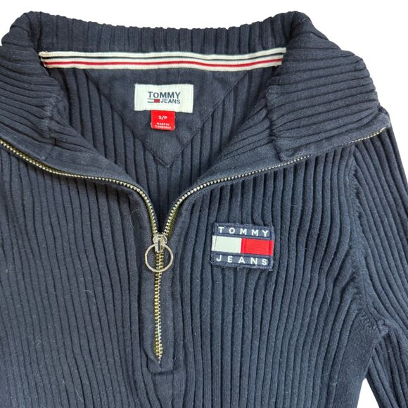Tommy Jeans Ribbed Quarter/Half Zip Sweater - Picture 2 of 4